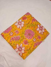 Indian 5 Yard Cotton Handcrafted Hand Block Floral Print Multi Fabric