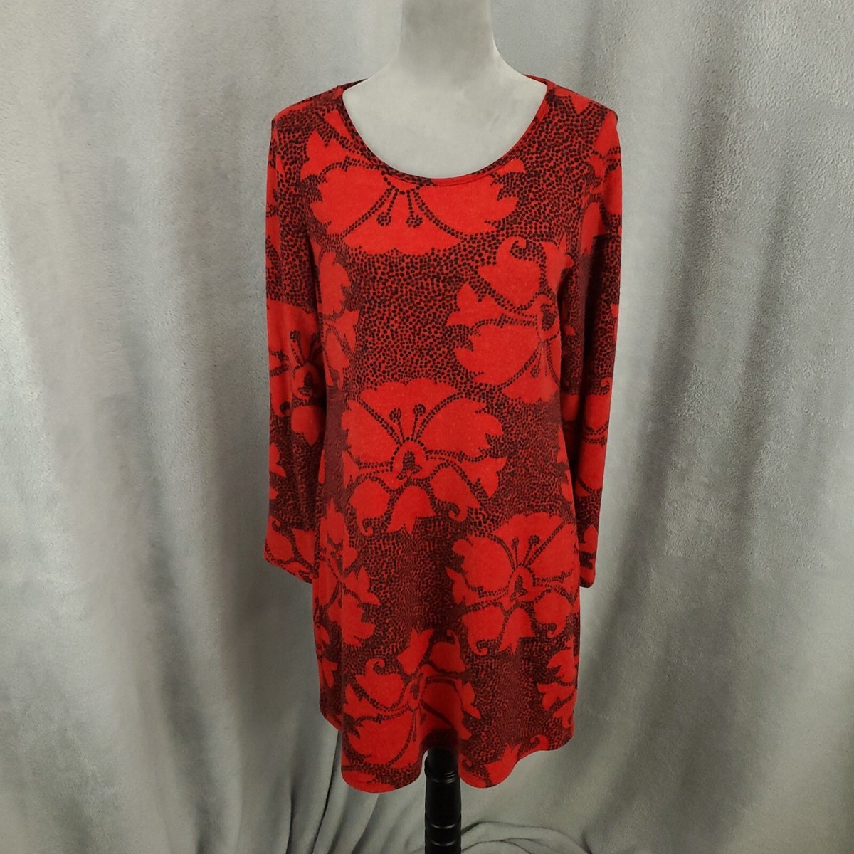 Aryeh Dress Womens Medium Mini Shift Red Artsy Floral Boho
