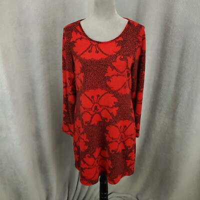 Aryeh Dress Womens Medium Mini Shift Red Artsy Floral Boho Anthropologie |  eBay