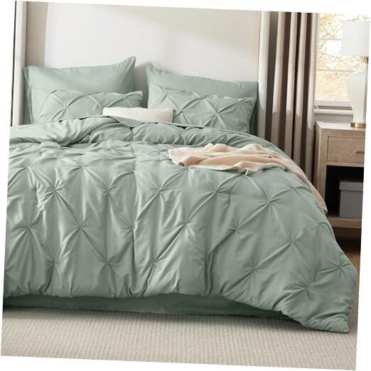 Size Comforter Sets - Bedding Sets 7 Pieces, Pintuck Bed Full 03 - Sage Green