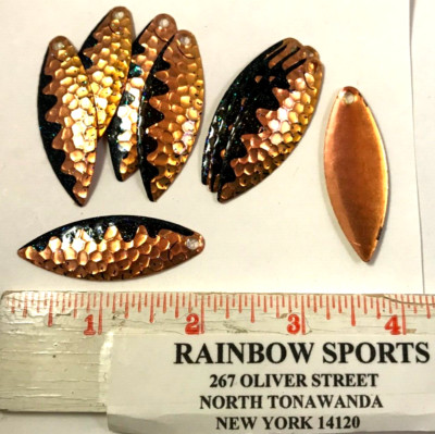 10 WORM HARNESS SPINNER BAIT BLADE WILLOW LEAF #4 HAMMERED COPPER TIGER
