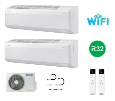SAMSUNG WIND-FREE Elite S2 Multi 2x 2,0kW Klimaanlage WiFi R32 Aggregat 4,0kW