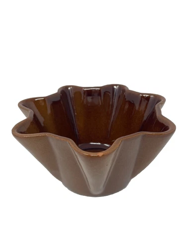 Vintage Mid-Century Frankoma F33 Fluted Planter Candy Dish Serving Bowl Brown