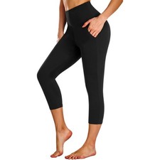 Capri Leggings for Women with Pockets,High Waisted Yoga Pants Tummy Control B...