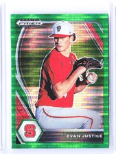 2021 Panini Prizm Draft Picks #PDP140 Evan Justice Green Pulsar Prizm