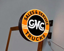 Enseigne GMC Trucks Sales & Service - Impression 3D LED - Déco Garage - Mural