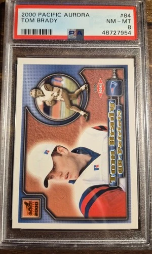 2000 Pacific Aurora - Tom Brady #84 (RC) PSA 8
