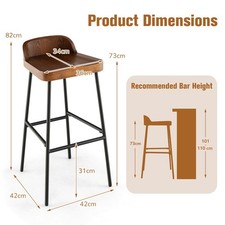 Industrial Bar Stools Tall Kitchen Stools Breakfast High Chair Low-Back Set of 2