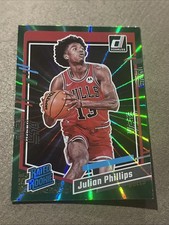 Julian Phillips 2023-24 Donruss Rated Rookie Holo Green Laser RC #227 Bulls