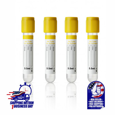 Vacuum Gel Tubes Serum Separator Tube 3.5 mL, SST, Yellow Top Glass, 30207