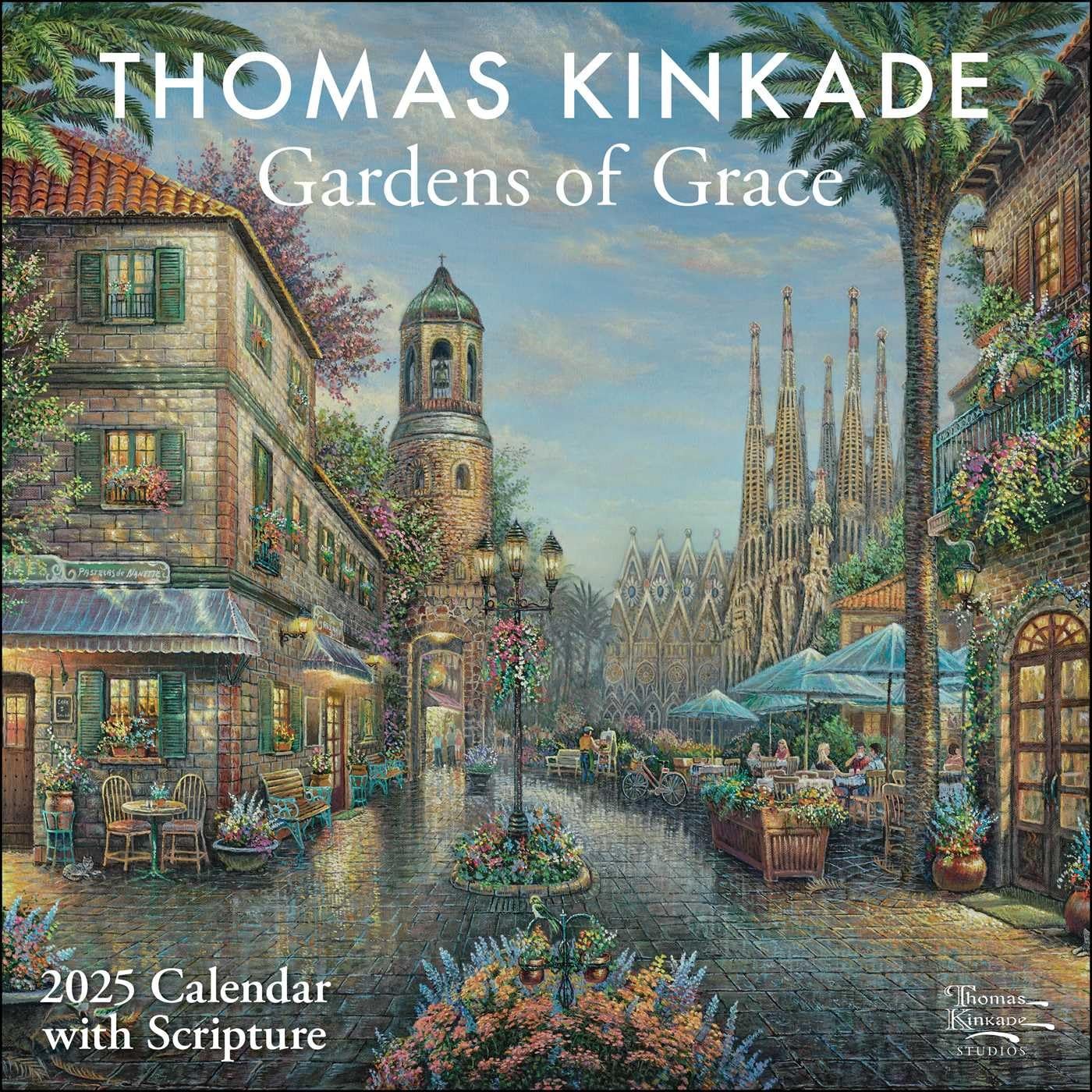 Thomas Kinkade Gardens of Grace with Scripture 2025 Wall Calendar (d3u)