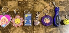 1990’s Keychains 7- Barbie, Brush, Mirror, Locket Watch, & Smiley Faces 
