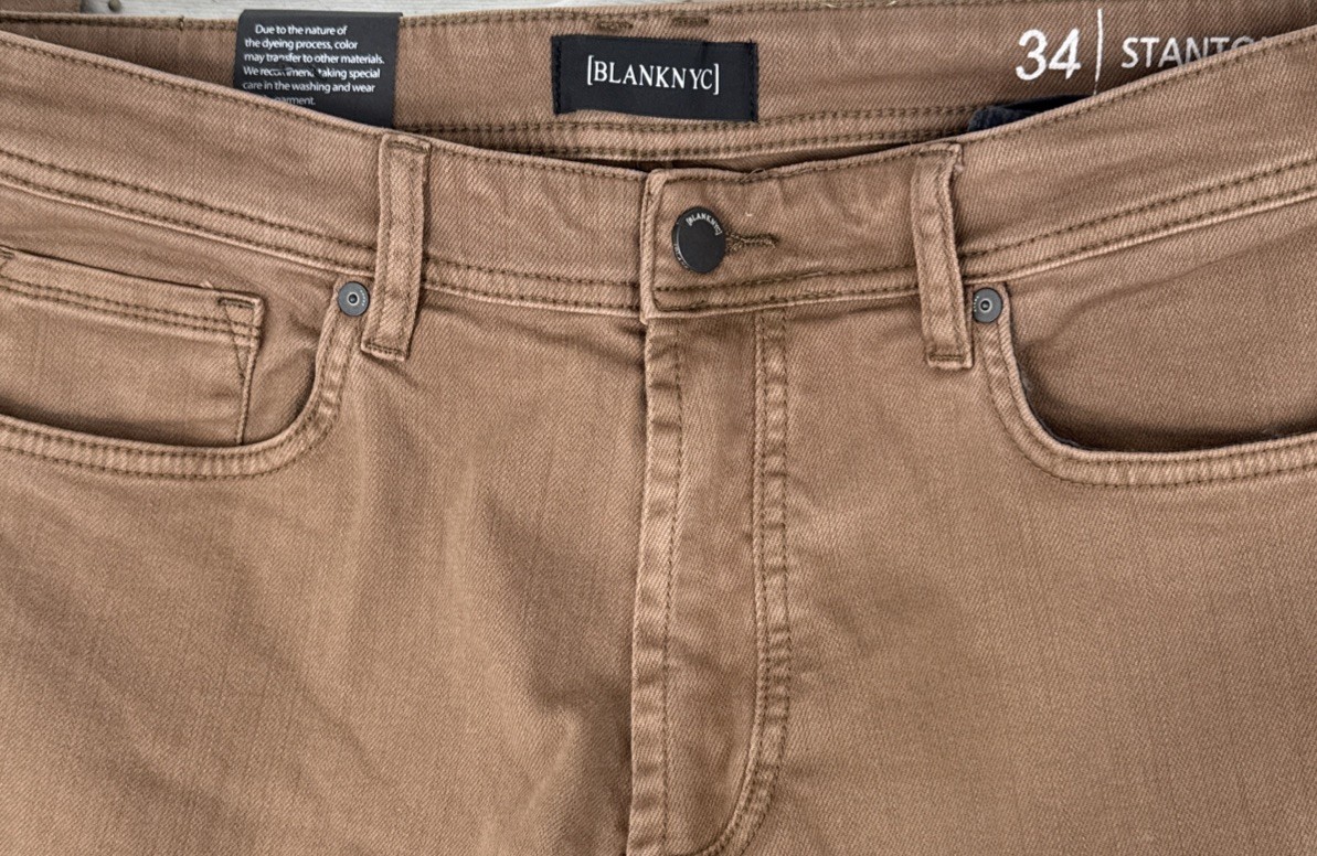 Blank NYC Brown Sand Castle Straight Fit Stanton Pants NWT Mens Size 34x32 thumbnail 2