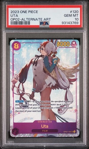 2023 ONE PIECE OP02-PARAMOUNT WAR ALTERNATE ART #120 UTA PSA 10