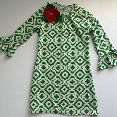 Girl's Green White Shift Dress by Counting Daisies, Sz: M Christmas