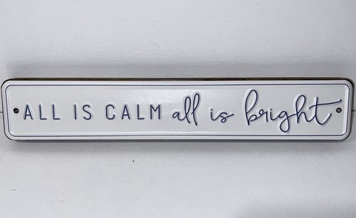 Weihnachten Holz Regal Schild "All Is Calm All Is Bright" Deko weiß braun Neu mit Etikett - Bild 1 von 20