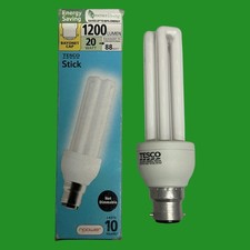 1x 20W (=88W) Tesco Low Energy Power Saving CFL Stick Light Bulb Bayonet BC B22