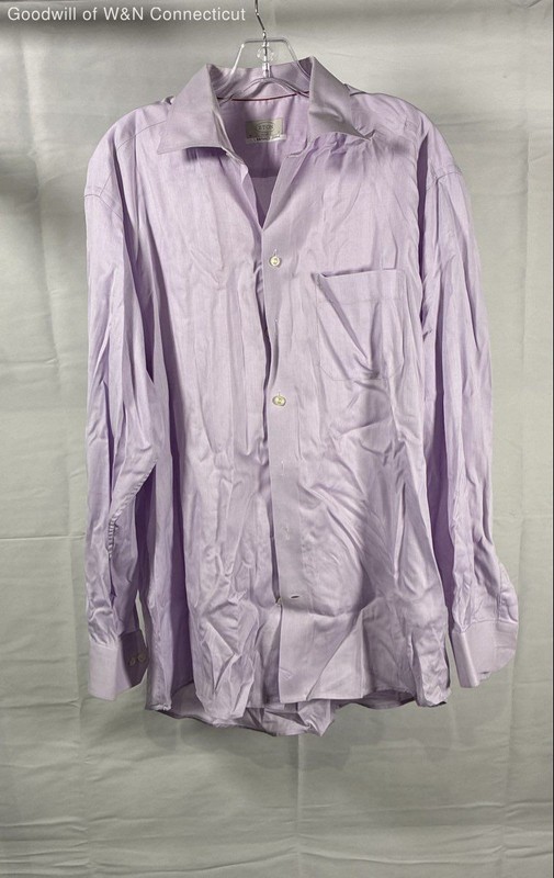 Eton Men's Purple Herringbone Cotton Long Sleeve Classic Fit Dress Shirt Sz 17