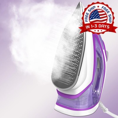 Plancha de vapor para ropa, 1750 W con calentamiento rápido y revestimiento cerá
