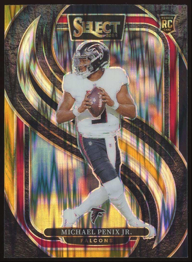 Michael Penix Jr Rookie #110 2024 Panini Select Black Gold Shock Prizm Falcons