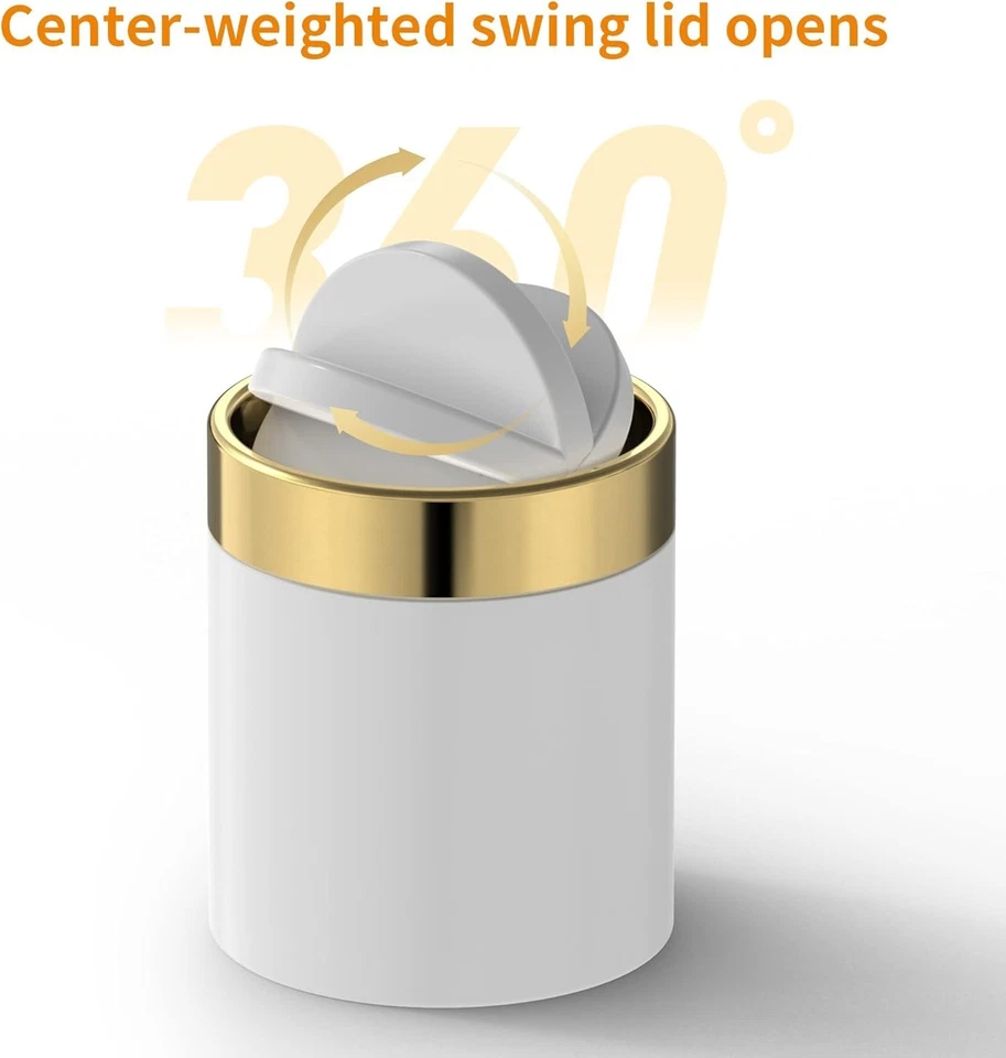Mini Mülleimer Edelstahl Weiss mit Schwingdeckel 1 5 l - Bild 4 von 4