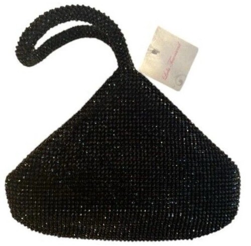 Lulu Townsend Black Beaded Mesh Small Purse Clutch Formal Sparkle 9x7 Bag NWT - 第 1/6 張圖片