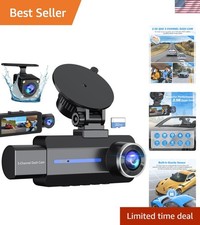 Multi-Angle 3 Channel Dash Cam with 32GB Card  Touch Control for Cars and SUVs