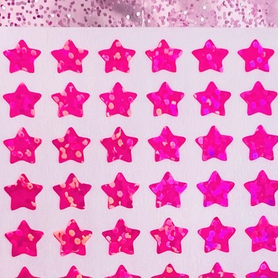 Pink Holographic Sparkle Star Stickers! - 1/4  to 3 inch