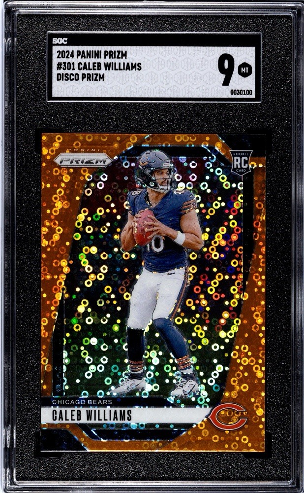 Caleb Williams 2024 Prizm Orange Disco SP Rookie RC #301 Chicago Bears PSA 9 view 1