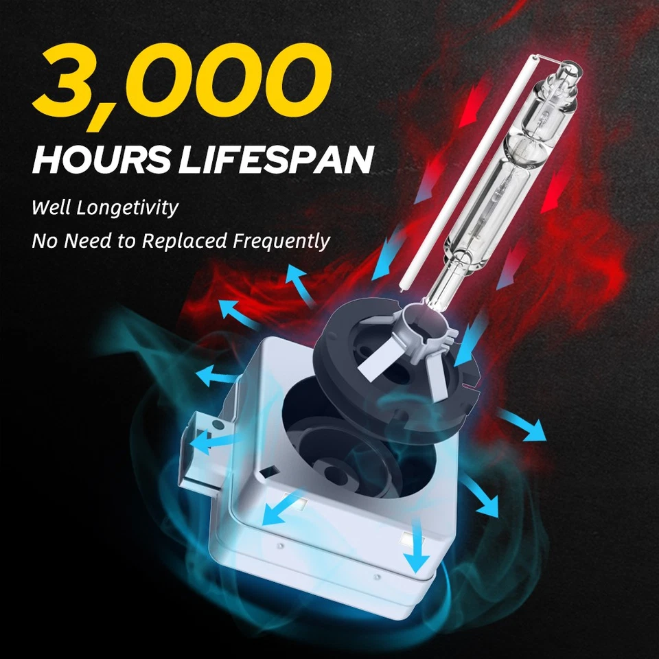 Lâmpadas de xenônio 2/4/6X AUXITO D1S HID branco 500% brilho alto feixe baixo - Imagem 2 de 4