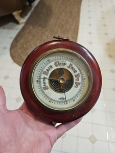 Early Wooden Barometer Porcelain Face German Made Weather Station Germany