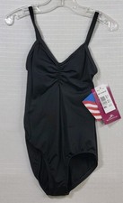 NWT Motionwear Leotard With Scoop Neck, "Tear Drop" Lace/Mesh Back Sz MC