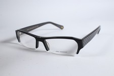 Other Eyeglasses Jono Hennesy 8022 Unisex Black C300 Semi-Rimless Plastic Frames