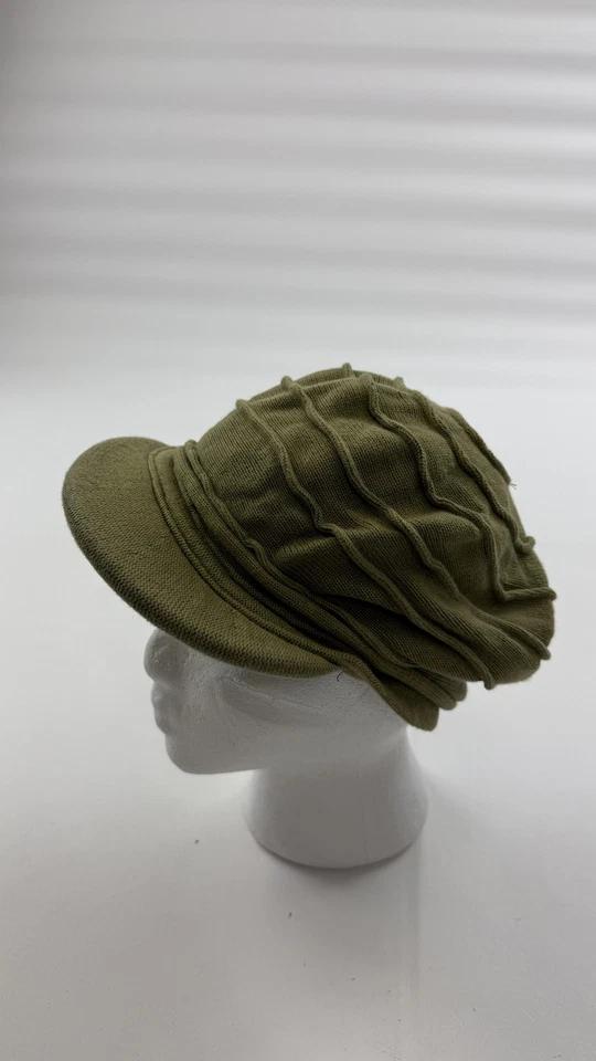 Gorra Parkhurst ajustada para mujer talla única verde oliva tejida ala acanalada gorro Foto 4 de 4