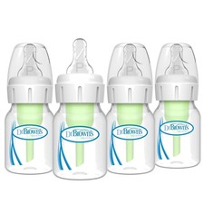 Dr. Brown's 2oz Narrow Anti-Colic Baby Bottles with Preemie Nipples, 4 Pack