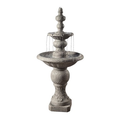 2 Tier Waterfall Fountain for Garden Patio Outdoor Icy Stone Gray Teamson Home