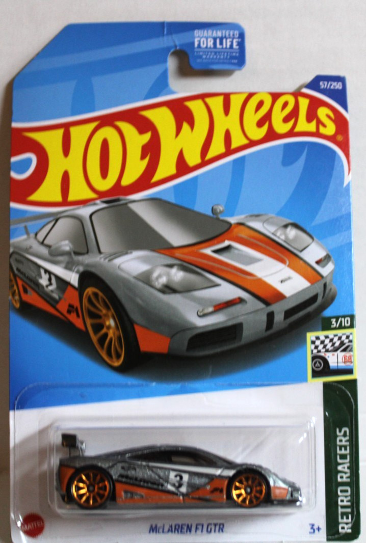 Hot Wheels 2022 Retro Racers 3/10 McLaren F1 GTR 57/250 Silver