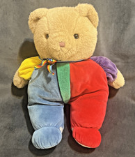 Vtg Eden Teddy Bear Velour Primary Rainbow Pl...