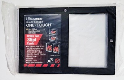 Ultra Pro Black Frame 2 Card One Touch Magnetic 35pt Holder Double Wall Display