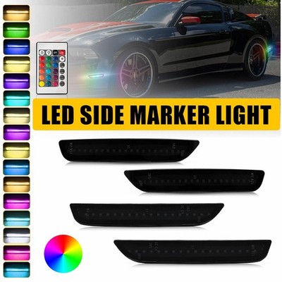 FO2551144 Front Rear For 2010-2014 Ford Mustang GT 4X LED Side Marker RGB Lights