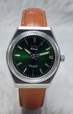 Vintage HMT Tareeq Green Dial 17 Jewels Para Shock Hand Winding Men's Watch Date