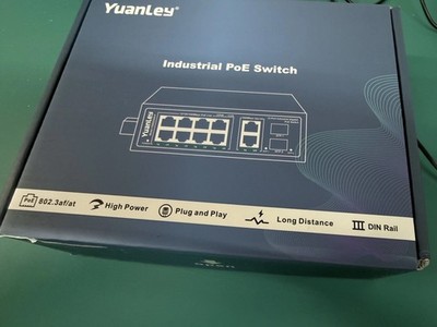 YuanLey12-Port Industrial Gigabit PoE Switch 8 PoE + 2 Uplink + 2 SFP - Open Box