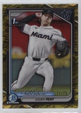 2024 Bowman Draft Chrome Yellow Lunar Crater Refractor 71/75 Aiden May 10b5