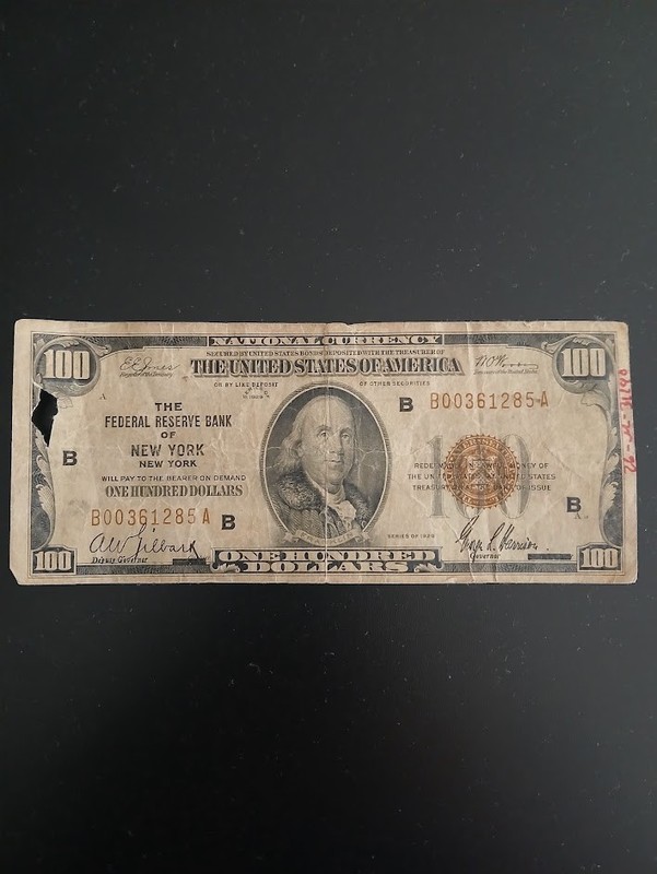 1929 $100 Bill The Federal Reserve Bank Of New York