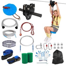 300FT Zip Lines for Backyard Kids: Up To 400LBS Quickly Tighten Zip Line Kit