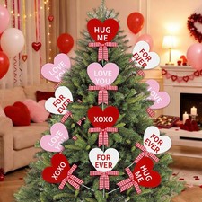 24 Pcs Valentine's Day Decoration Tree Picks Large Red Pink White Conversation H