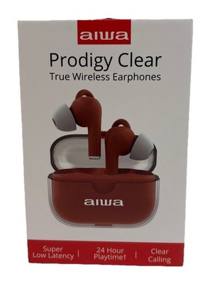 New (Sealed) Aiwa Prodigy Clear True Wireless Earphones 24 Hour Playtime Red