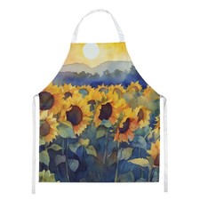 Sunflowers in Watercolor Apron Cooking Kitchen Server Baking Crafts Gardening