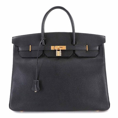 HERMES Birkin 40 Ardennes Leather Black Hand Bag Vintage Purse 90316127
