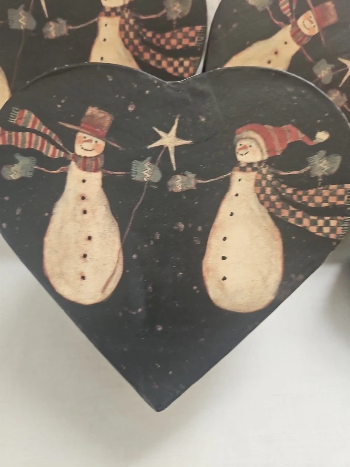 Bob's Boxes Lang Nesting Primitive Snowmen Set Of 5 Heart-shaped - Susan Winget - Image 3 of 4